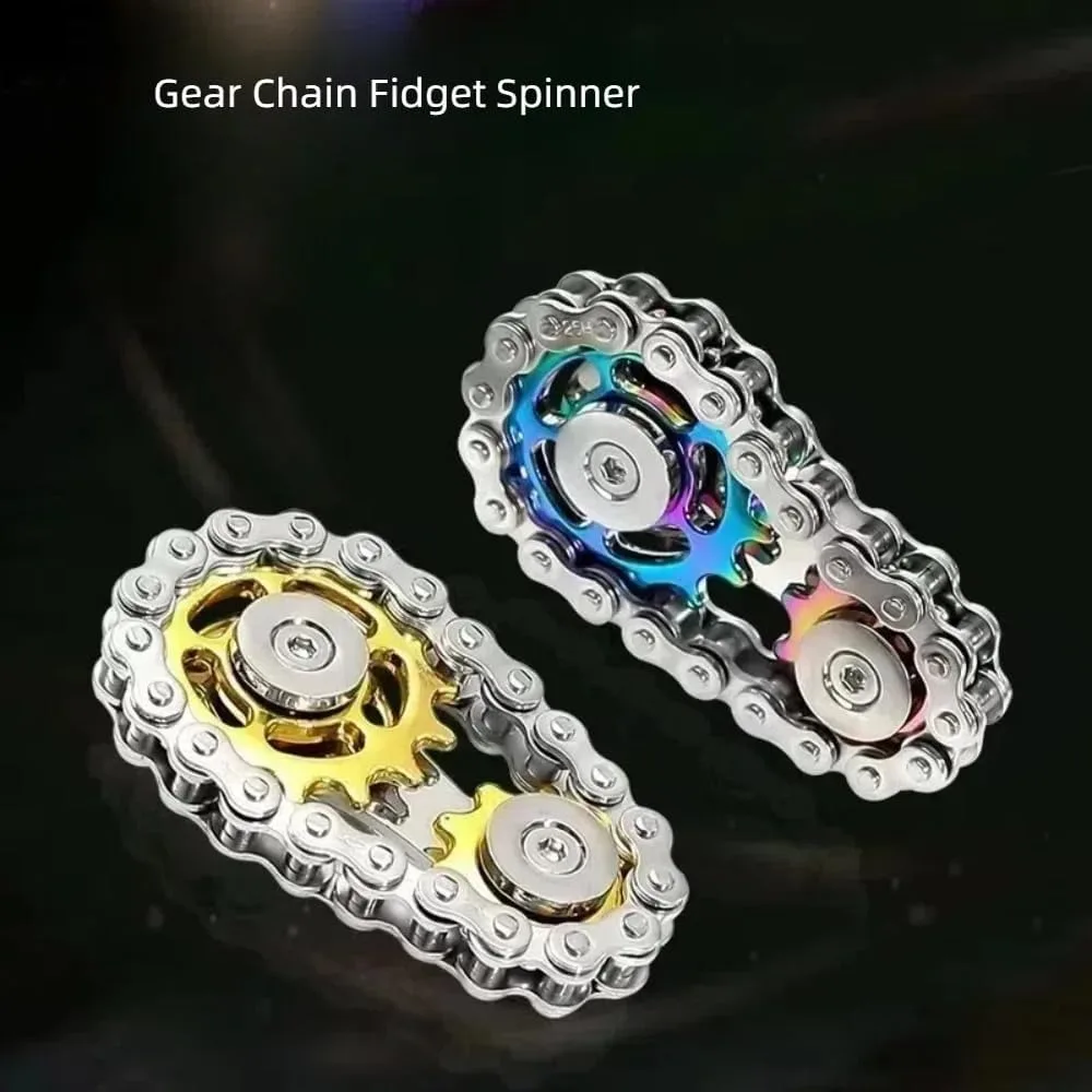 1 قطعة سلسلة تروس قوس قزح فيدجيت سبينر-لعبة تململ ضرس معدني-مدمجة 2.36 بوصة × 1.38 بوصة للتركيز وتخفيف التوتر #4