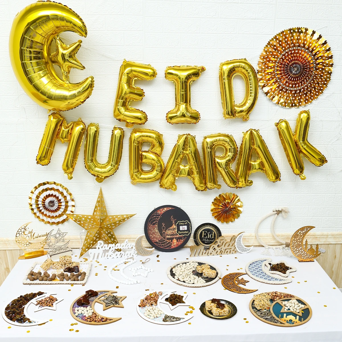 

EID Mubarak Wooden Craft Pallet Pendant Ramadan Decoration For Home Islamic Muslim Party Decor Ramadan Kareem Eid Al Adha Gifts