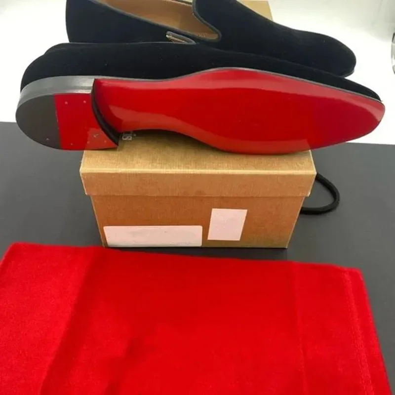 Nieuw In Rode Zool Loafers Voor Mannen Kudde Zwart Geel Pu Derss Schoenen Voor Mannen Met Zapatos De Hombre