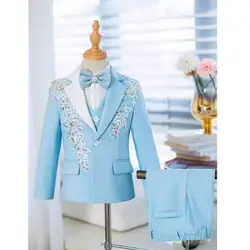 Children's Suit Set New High-End Handmade Flower Boy Host Piano Performance Blazer Traje De Niño Para Boda Boys Suits A3755