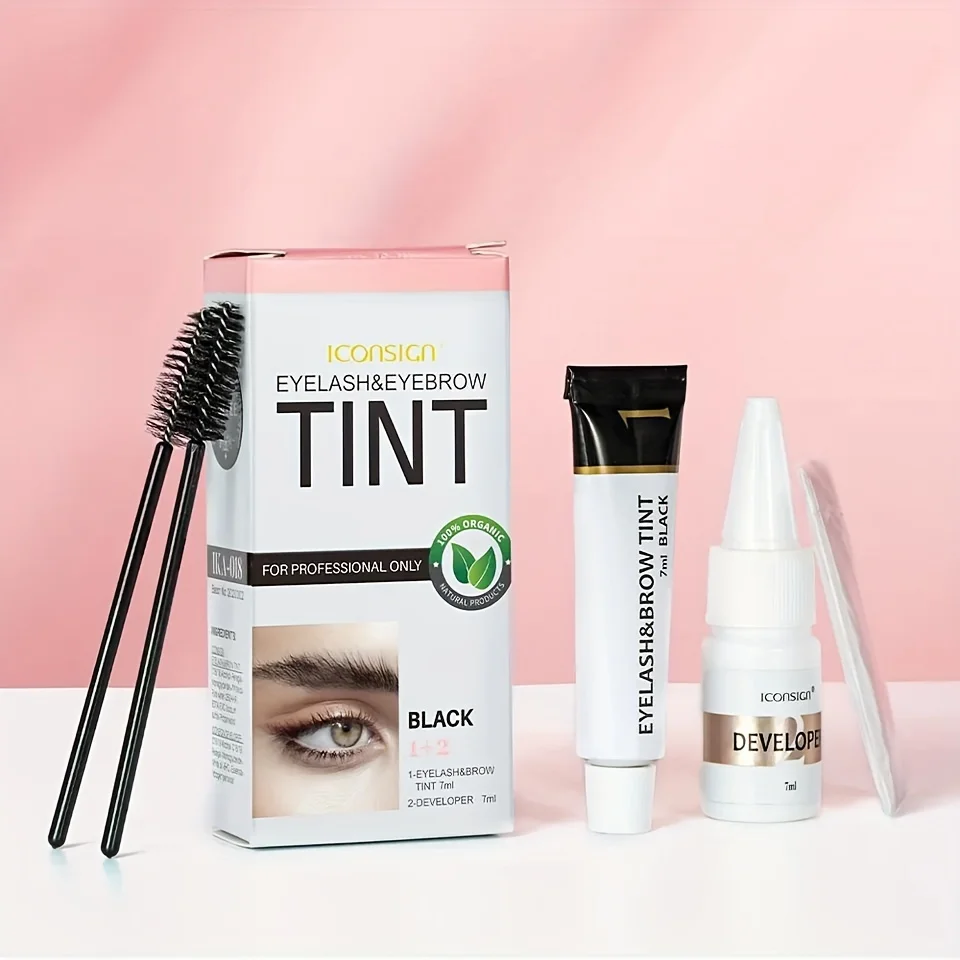 ICONSIGN-Kit de colores para pestañas y cejas, tinte de larga duración, resistente al agua, Natural y fácil de usar