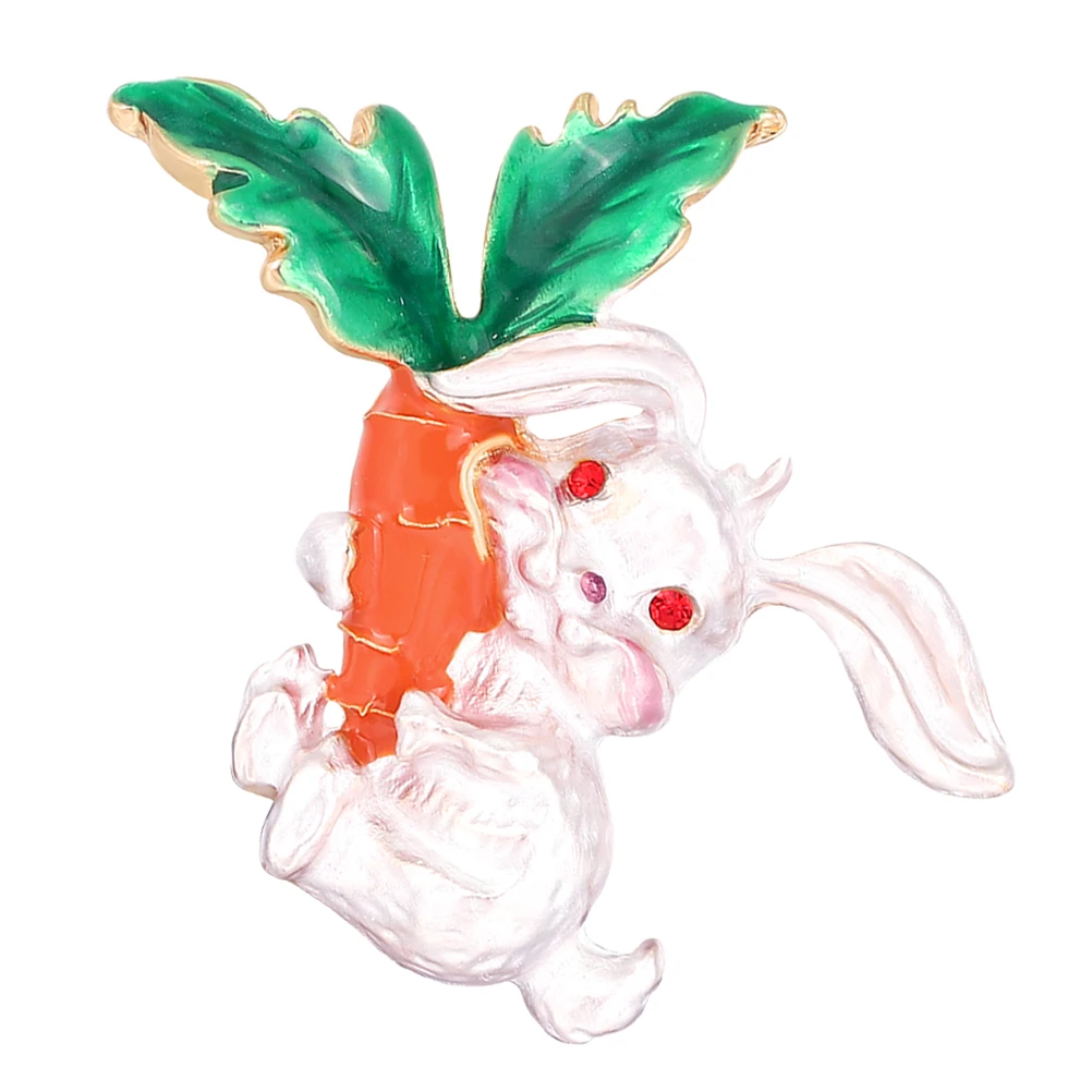 

Fashion Brooch Alloy Lapel Pins Creative Badge Gifts Eco Friendly Rabbit Shape Enamel Color Non Fading Premium Quality Jewelry