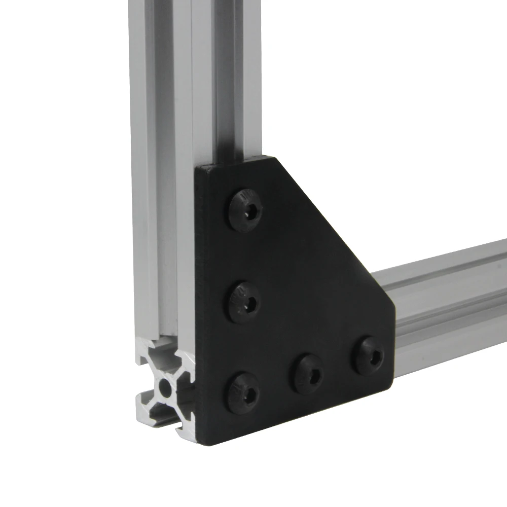 12 قطعة/المجموعة أسود L شكل قوس الزاوية لوحة مع مسامير + T-المكسرات ، 5 حفرة 90 درجة لوحة مشتركة لملف الألومنيوم سلسلة 2020 #5