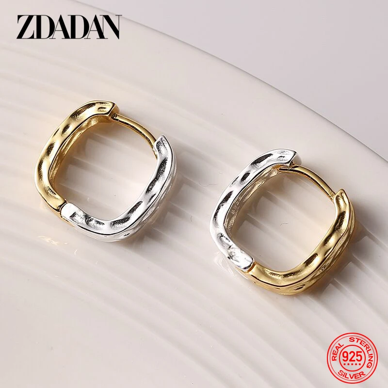 

ZDADAN 925 Sterling Silver 14mm Square Hoop Earrings For Women Girls Fashion Jewelry