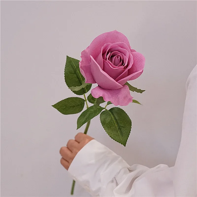 5 Stück/Set Künstliche Feuchtigkeitsspendende Rosen mit Echtem Touch, Blumen für Brautsträuße, Hochzeitsdekoration, Rosen für Heimdekoration, Ornamente, Party-Blumen – Detail 9