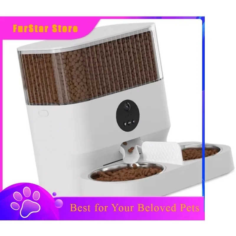 FurStarIntelligent 5L Large Capacity Cat Dog Food Dispenser Timing Quantitative Pet Feeder Upgraded Consumer Pet Bowls Feeders