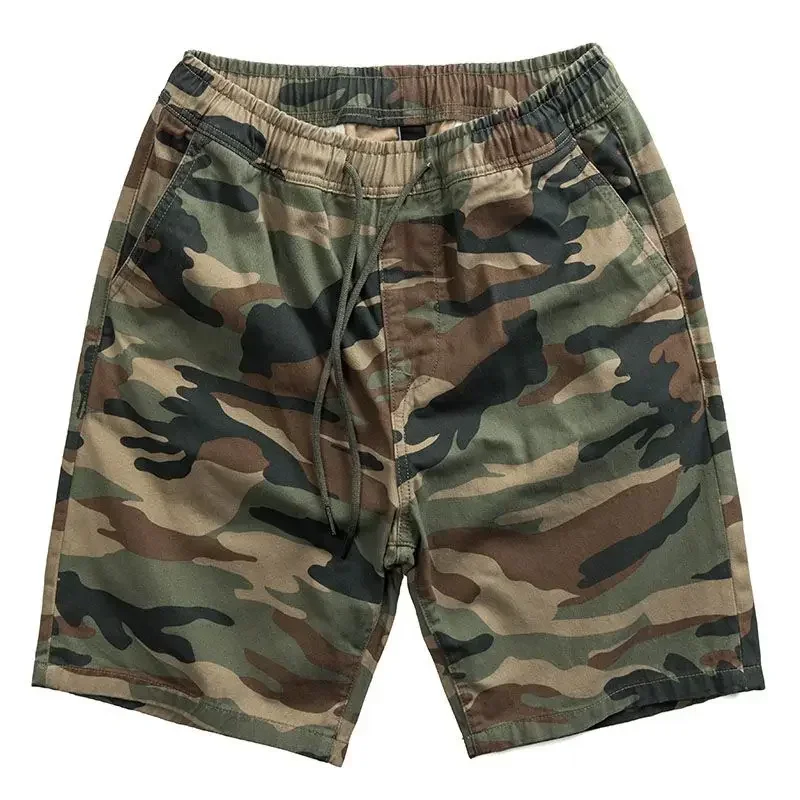 Men\'s Cargo Shorts Camo Combat Male Bermuda Short Pants With Draw String Summer Stylish Hot Front Pocket Jogger Elastic Waist