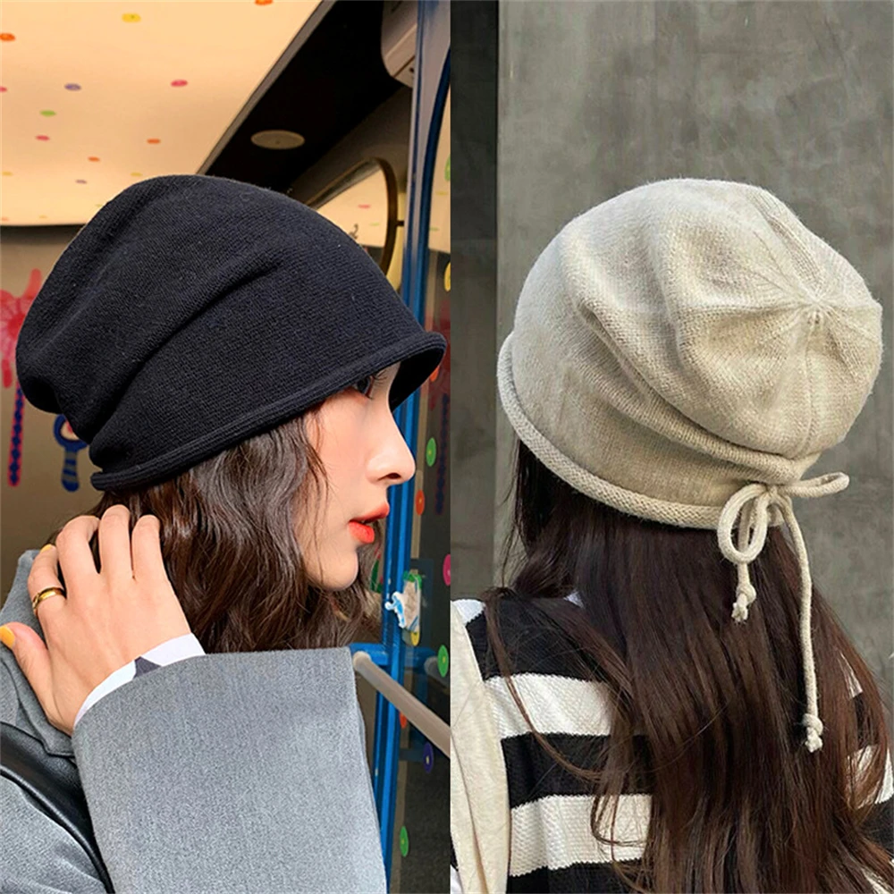 2024 Winter Warm Hats for Women Casual Stacking Knitted Bonnet Caps Men Hats Solid Color Hip Hop Skullies Unisex Female Beanies