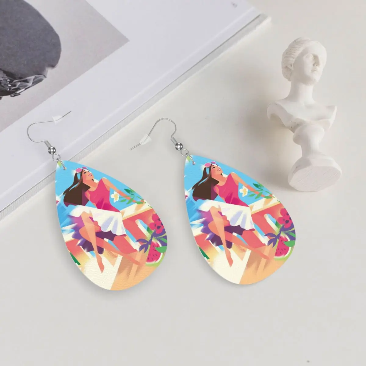 Custom E-Escadas Leather Teardrop Earrings for Women Leather Earrings Fashion Lightweight for Parties Holidays