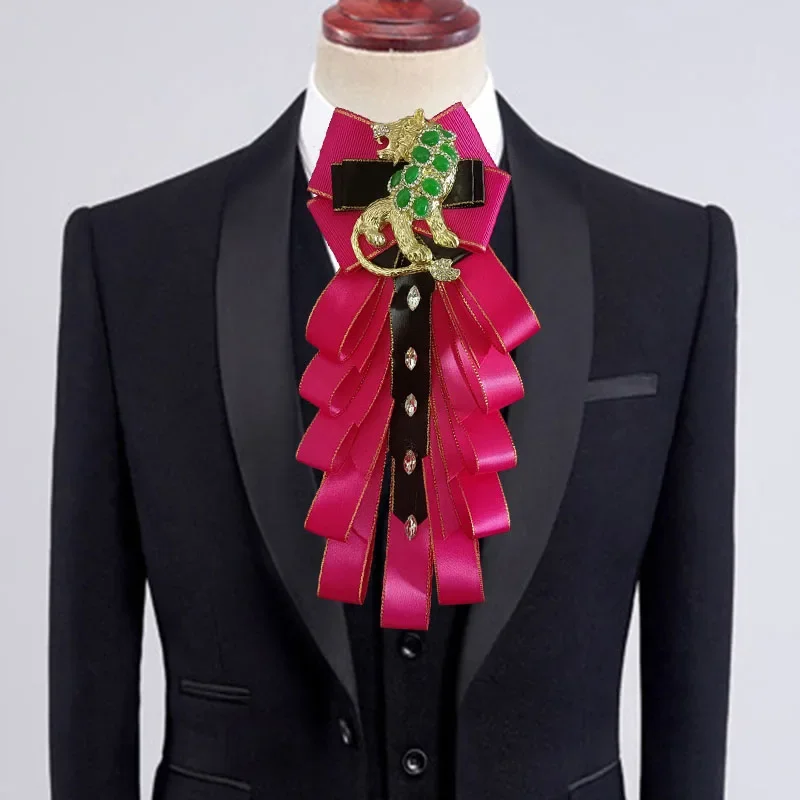 Luxury Emerald Retro Lion Tie Men's High End Business Wedding Dress Shirt Collar Original Design Handmade High End Jewelry Gift