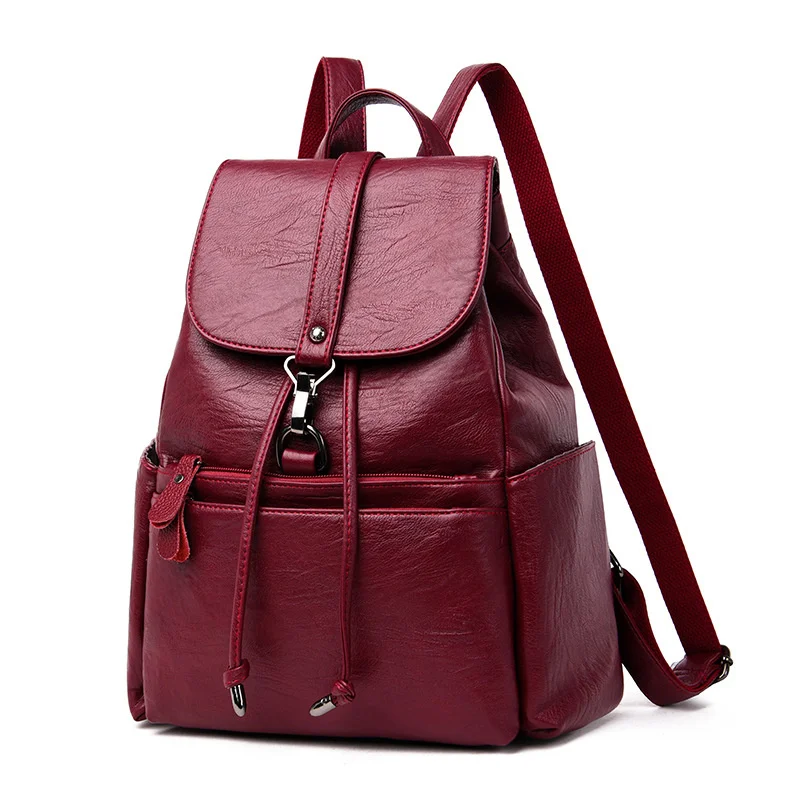 Women Backpacks Leather Backpack Female Double Shoulder School Bag Travel Bags Rucksack Lady Packsack New C1139