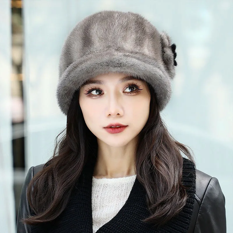 Winter Mink Hair Gift Hat For Women's New Fisherman Hat Korean Version Fashion Large Size Thickened Outdoor Warmth Mink SKin Hat