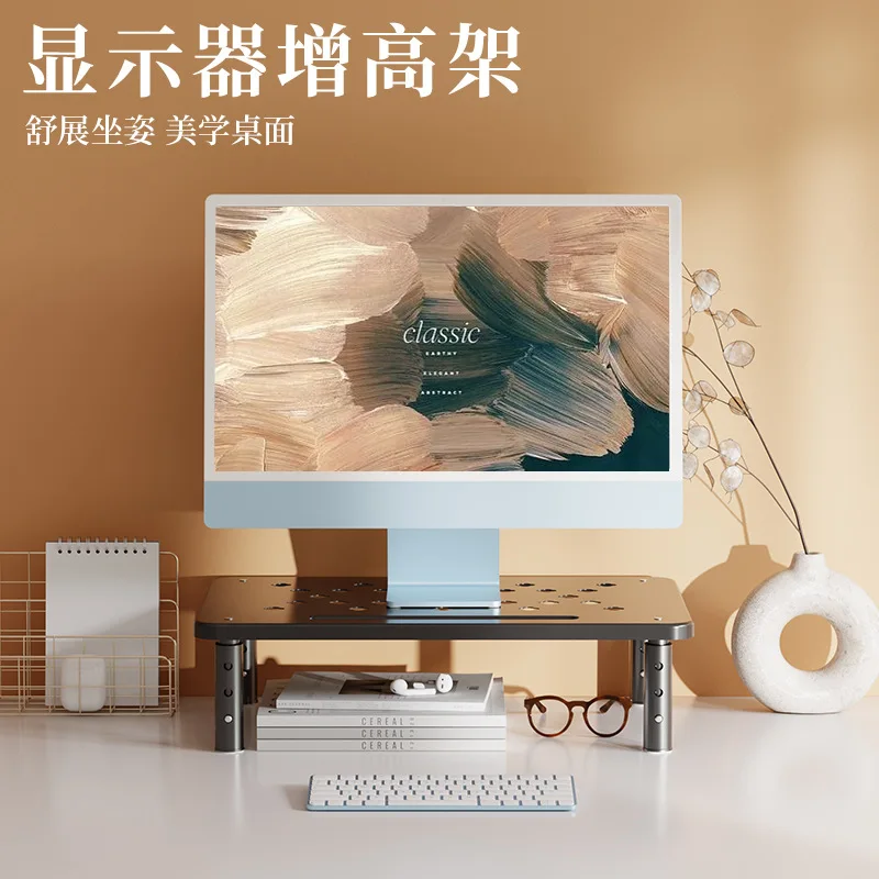 Ergonomic Desktop Monitor Riser Home Office Adjustable Mount Stand Vesa Compatible Swivel Tilt Height Rotation Secure Stable