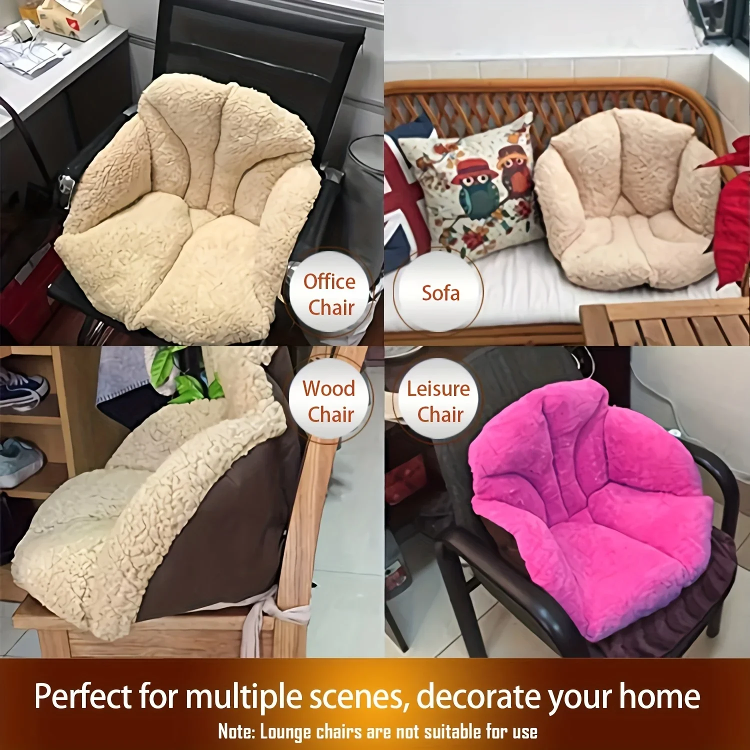 Warm Cashmere Chair Cushion Ergonomic Office Chair Pad Home Winter Warm Seat Cushion  Backrest Seat Pad Lumbar Support Gift