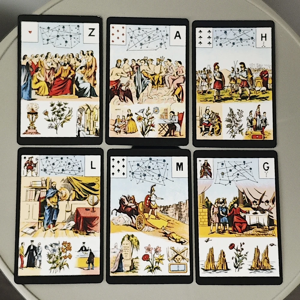 

Grand Jeu De Mlle Lenormand Deck 9*6cm 54 Pcs Lenormand Oracle Cards Printed on 350GSM Double Embossed Cardstock