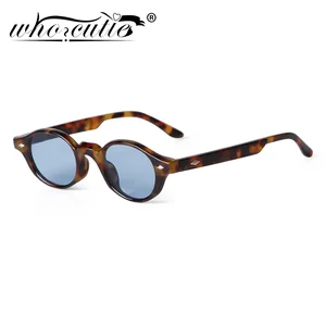 Retro Small Oval Sunglasses Women Brand Design Rivet Blue Tortoise Shell Sun Glasses Outdoor Men Shades Female UV Oculos De Sol 6 best sales tortoise glasses - №2