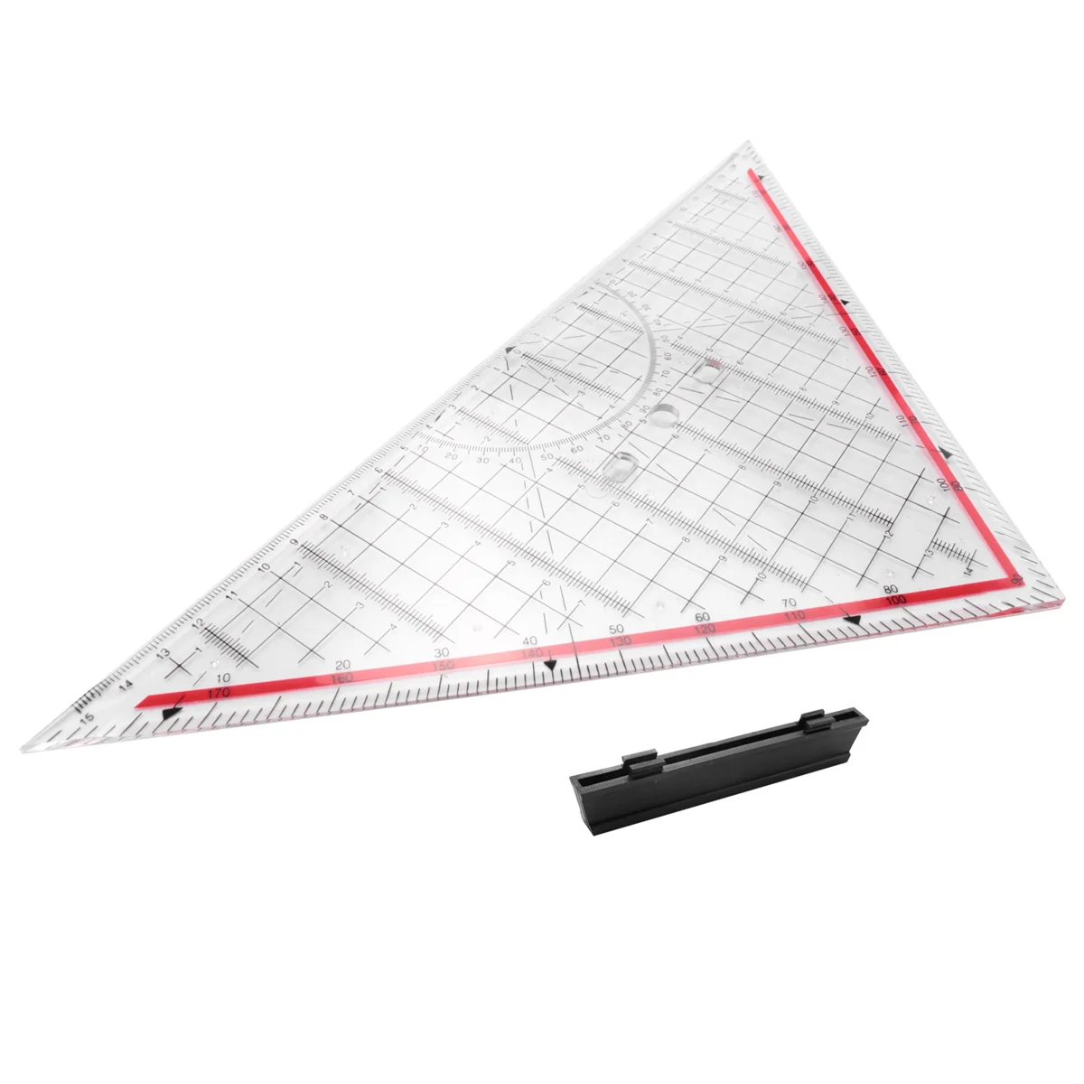 Régua triangular de desenho de 30cm, régua multifuncional de desenho com alça, régua de medição transferidora, papelaria