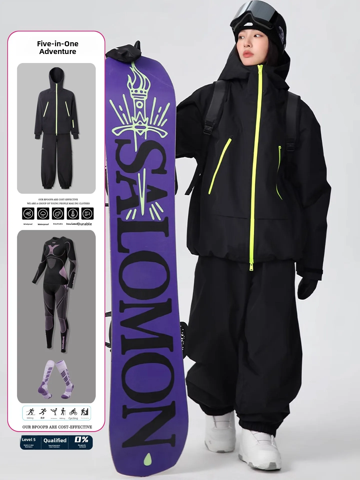 2026 New Snowboard Suit Men Women Set Waterproof Windproof Warm Inner Quick Dry Clothes Snow Suit Pants Casual Style