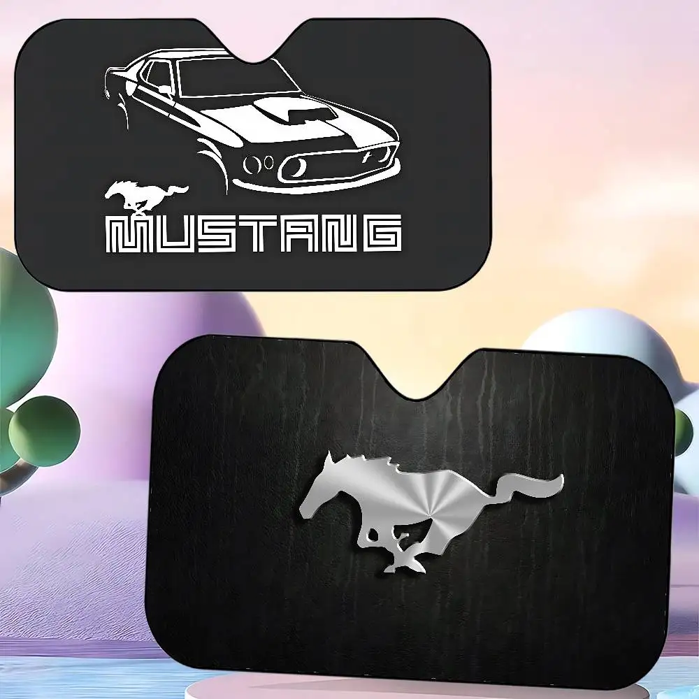 F-Fords M-Mustang 50 Y-ปี (20) ม่านบังแดดรถยนต์ม่านบังแดดรถยนต์ครอบคลุม Universal กระจกพับ Visor