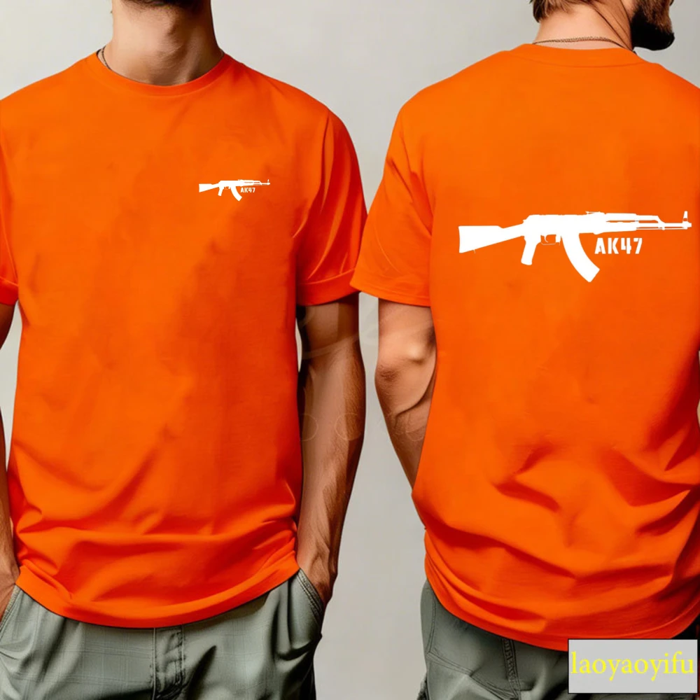 Ak47 Assault Rifle Silhouette Army War Military Political T-shirt High Quality Cotton Mens Graphic Tshirts Regular Short Sleeve