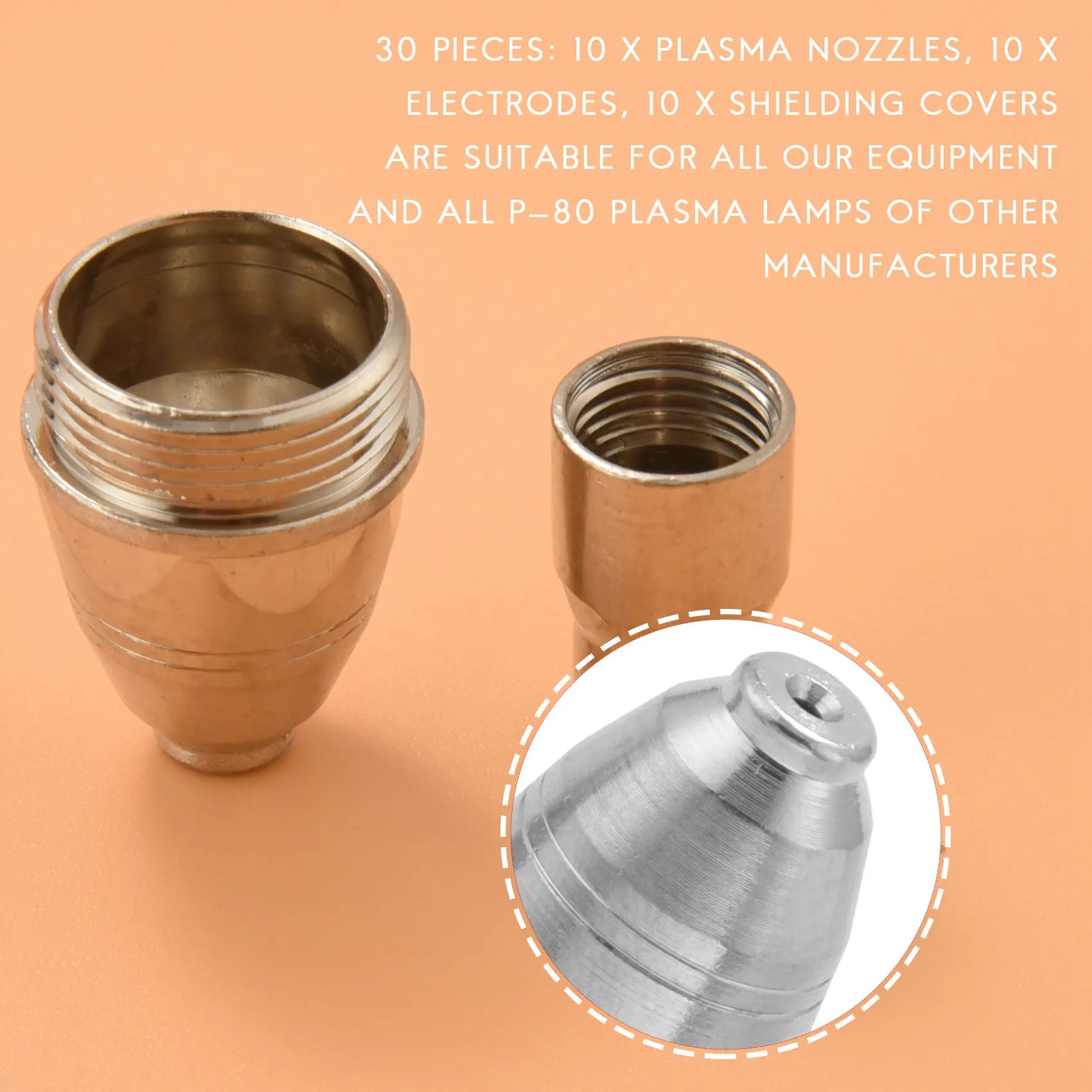 

A76X-30Pcs P80 Plasma Cutting Consumables Kit, Plasma Nozzle, Electrode, P-80 Cutting Plasma Cutting Machine Torch 1.5Mm