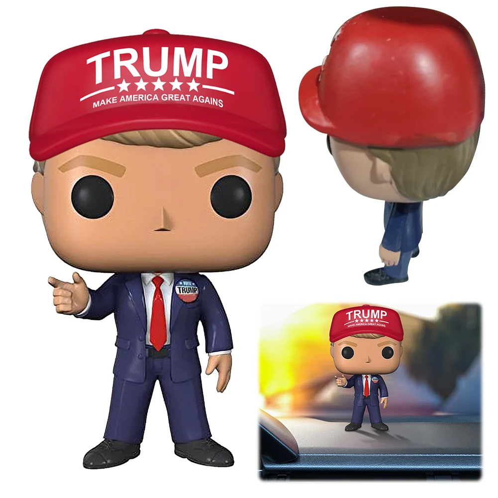 Trump Statue Decor Make America Great Again Big Head Trump Ornament Miniature President Trump Craft for Car Desk Office