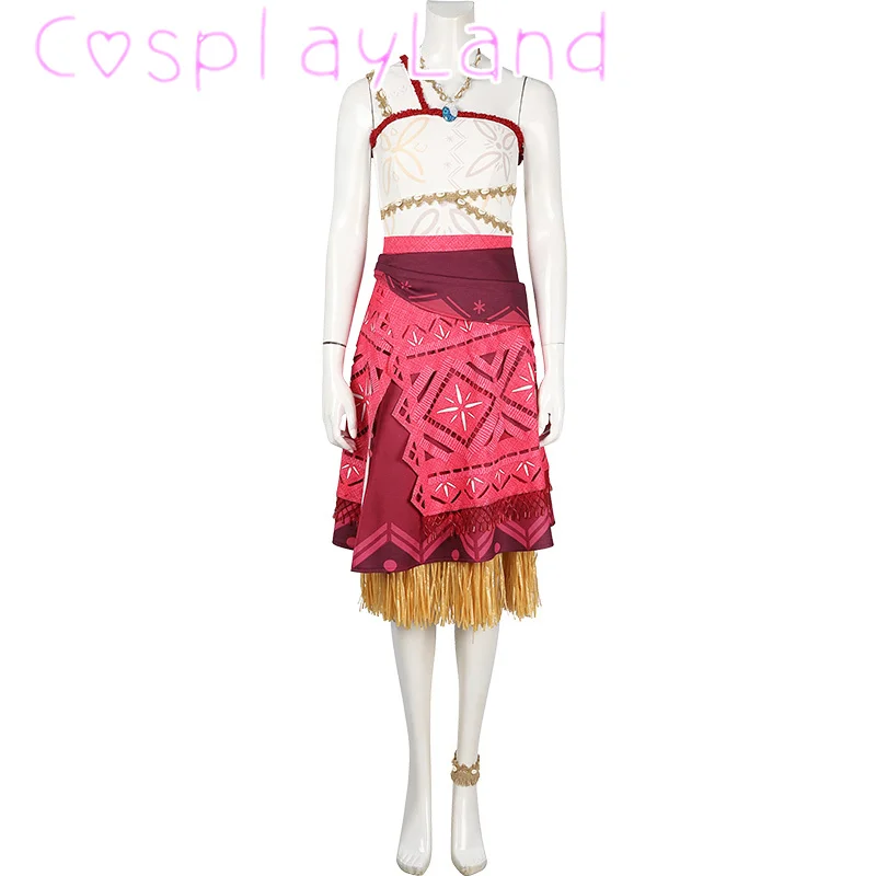 فستان موانا أزياء تنكرية للصيف والشاطئ تنورة علوية إكسسوارات فستان الأميرة موانا للهالوين وعيد الميلاد فستان لعب الأدوار