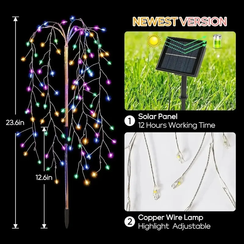 Outdoor Solar Fireworks Lights, LED Solar Garden Lights, Dandelion Lights, Courtyard Decorative Lights for Outdoor Lighting image 4