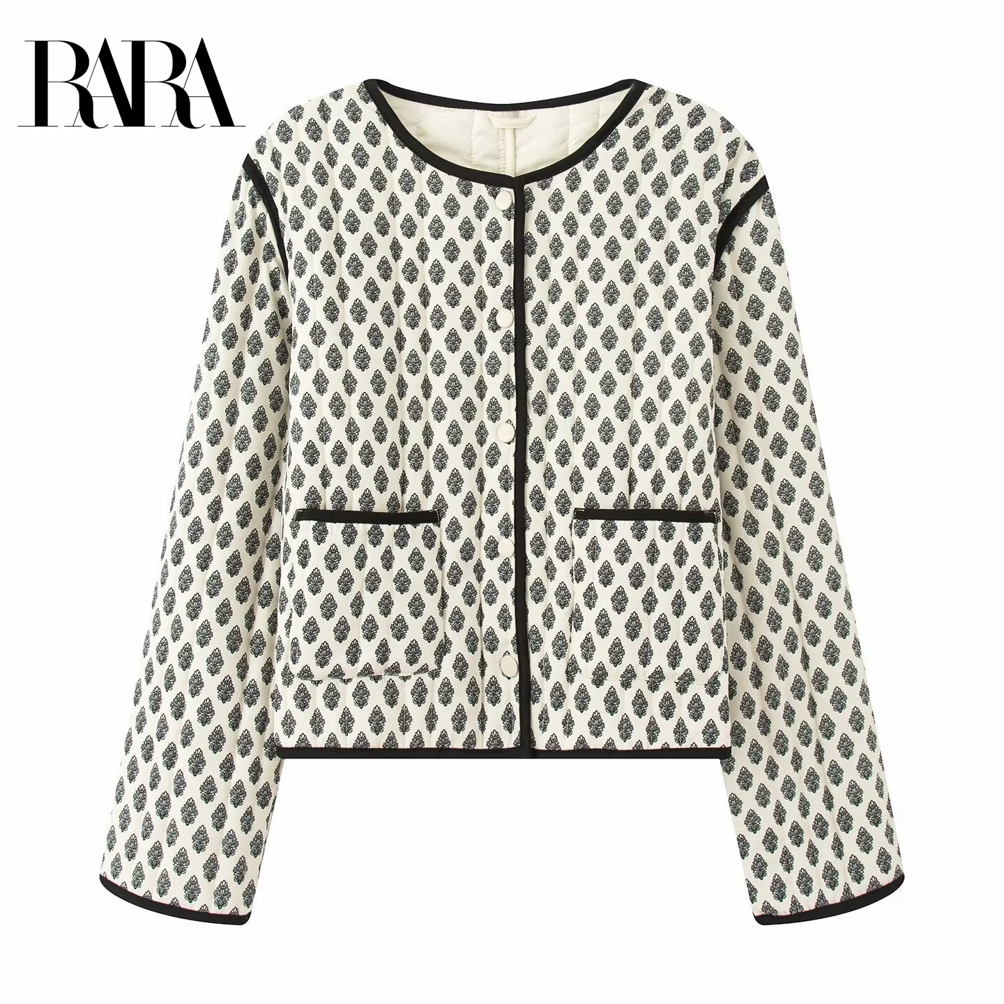 

RARA осенняя новая женская повседневная модная темпераментная простая и универсальная повседневная одежда стеганая хлопковая куртка с цветочным принтом