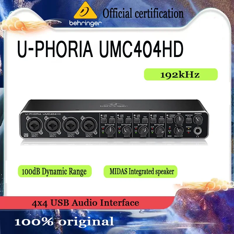 Behringer U-Phoria UMC404HD Audiophile 4x4 24-Bit/192 kHz USB Audio/MIDI Interface with Midas Mic Preamplifiers