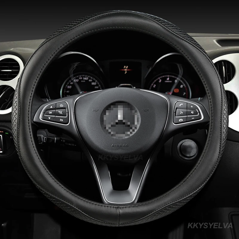 

Genuine Leather Car Steering Wheel Cover For Mercedes Ben AMG 38cm Models A C CLA E GLA GLC GLE S B CLS Class Auto Accessories