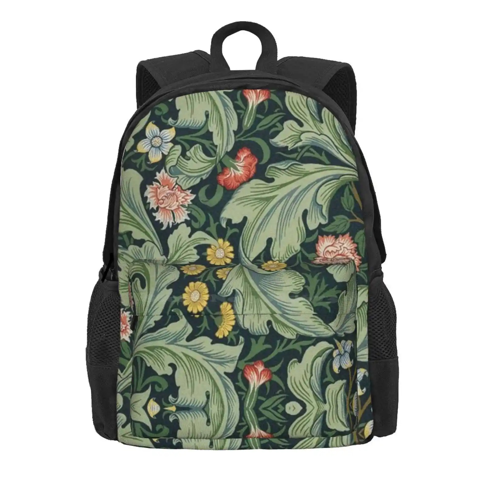 William Morris Leicester Pattern Hot Sale Schoolbag Backpack Fashion Bags William Morris Leicester Pattern Floral Flowers Pink