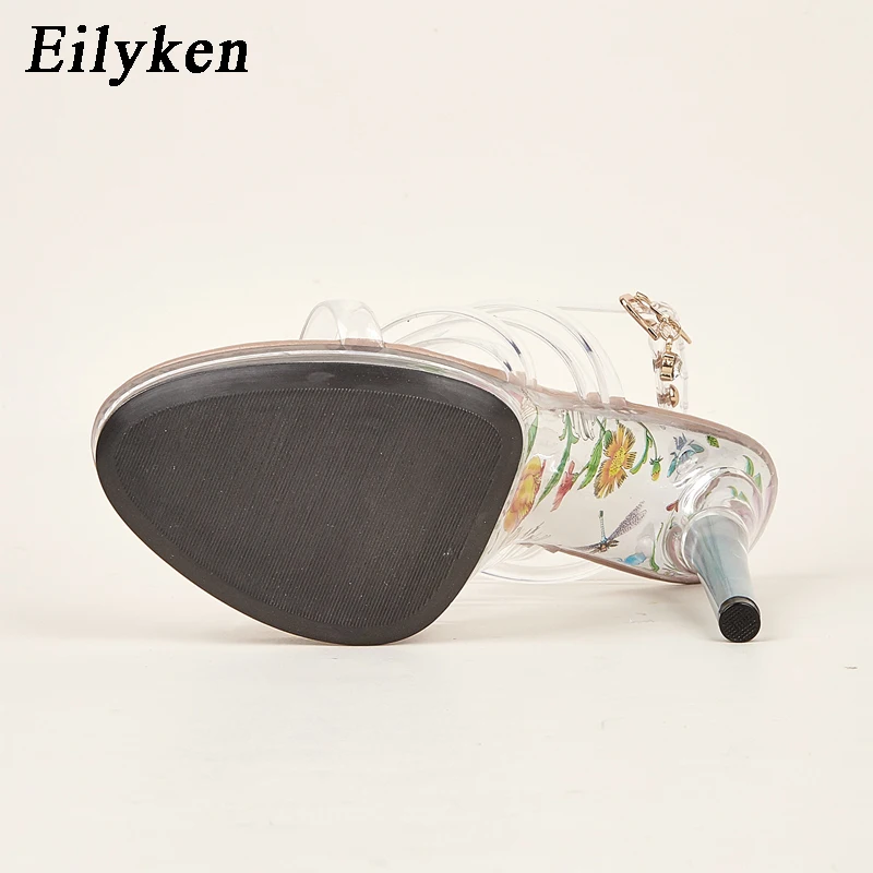 Eilyken Sexy PVC Transparent Platform Heels Pole Dance Stripper Shoes Fashion Open Toe Buckle Strap Sandals Summer Women Pumps