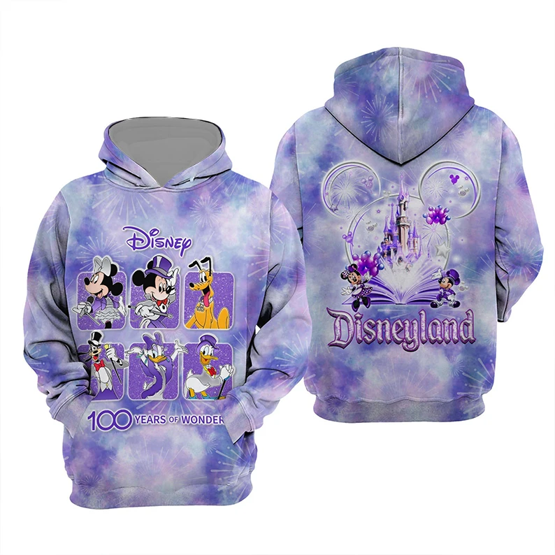 DN Hoodie MK and Friends Disney Park 100 Years Miracle Hoodie Purple Unisex Adult New Product Release