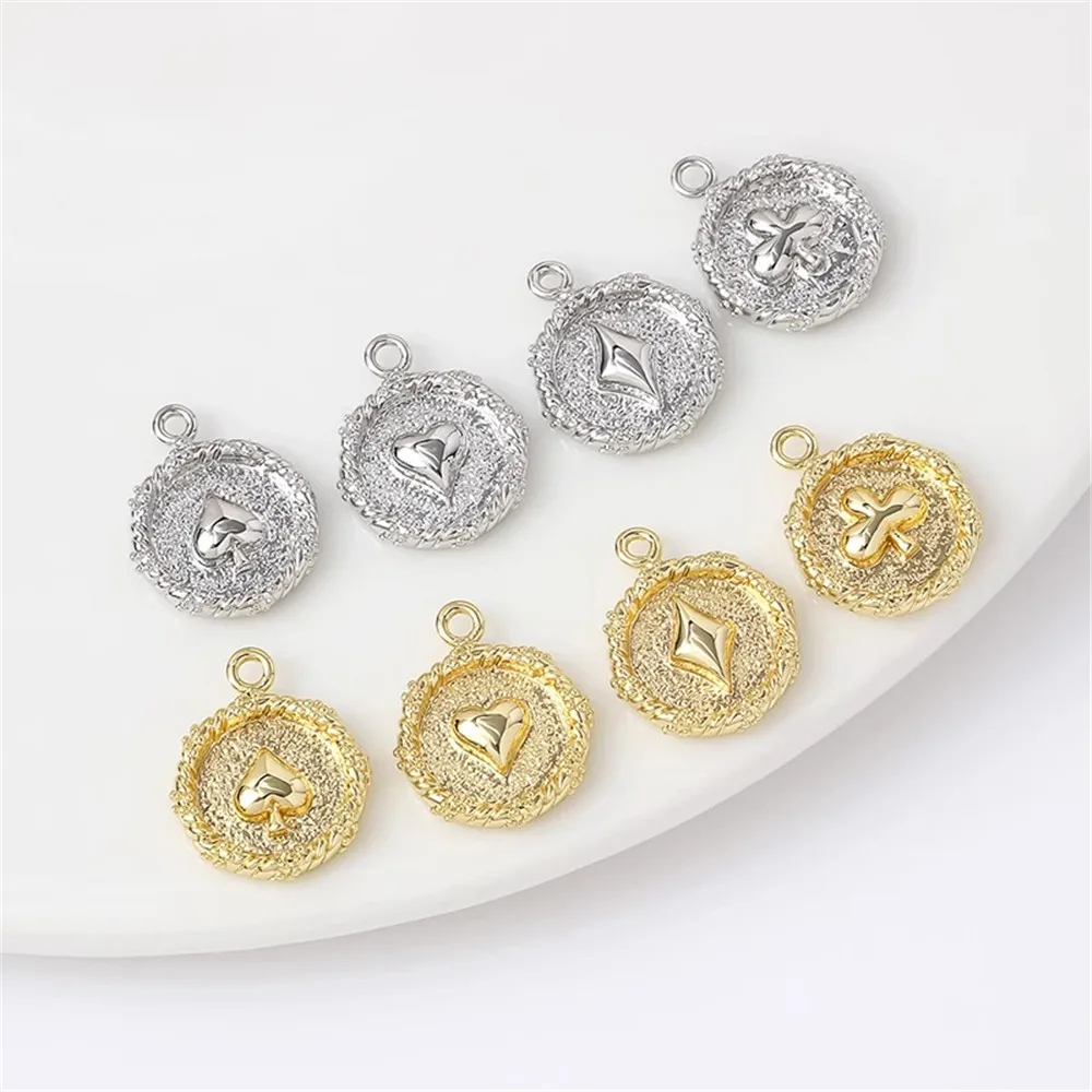 

Браслет-подвеска из настоящего золота 18 карат с медным покрытием и квадратной пуговицей в форме сердца, ожерелье, серьги, аксессуары, сделай сам вручную