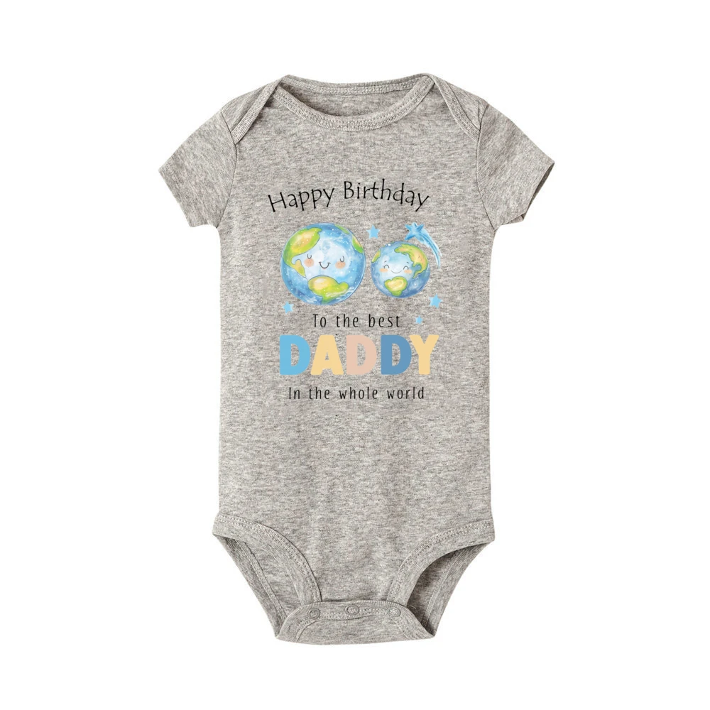 Happy Birthday To The Best Daddy in The Whole World Print Baby Romper Dad Birthday Party Infant Outfit Bodysuit Newborn Jumpsuit