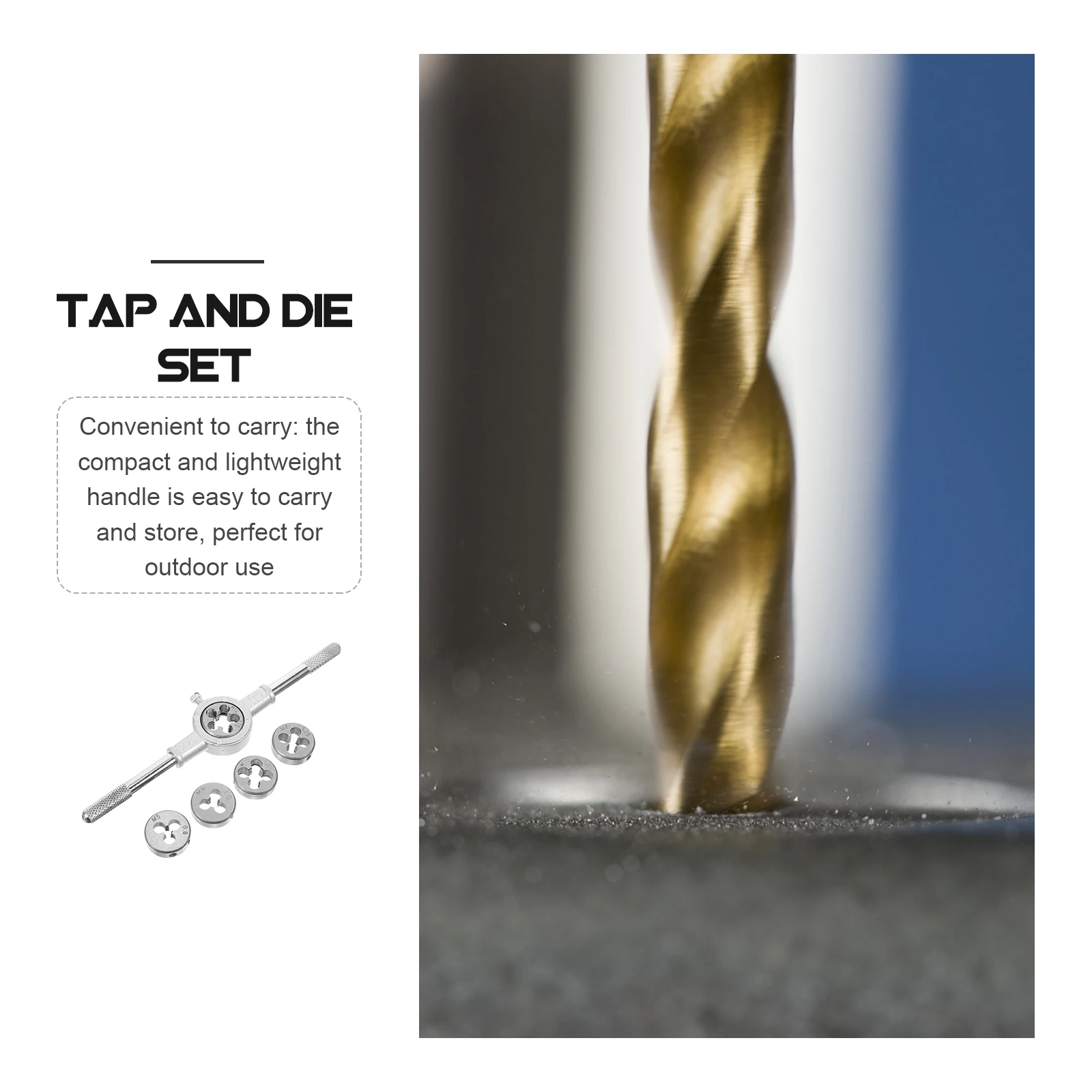 Tap Die Set M5- Stainless Steel Threading Tool Precision Machined Coarse Fine Thread Repair Kit Outdoor Use Multi-Size Tap