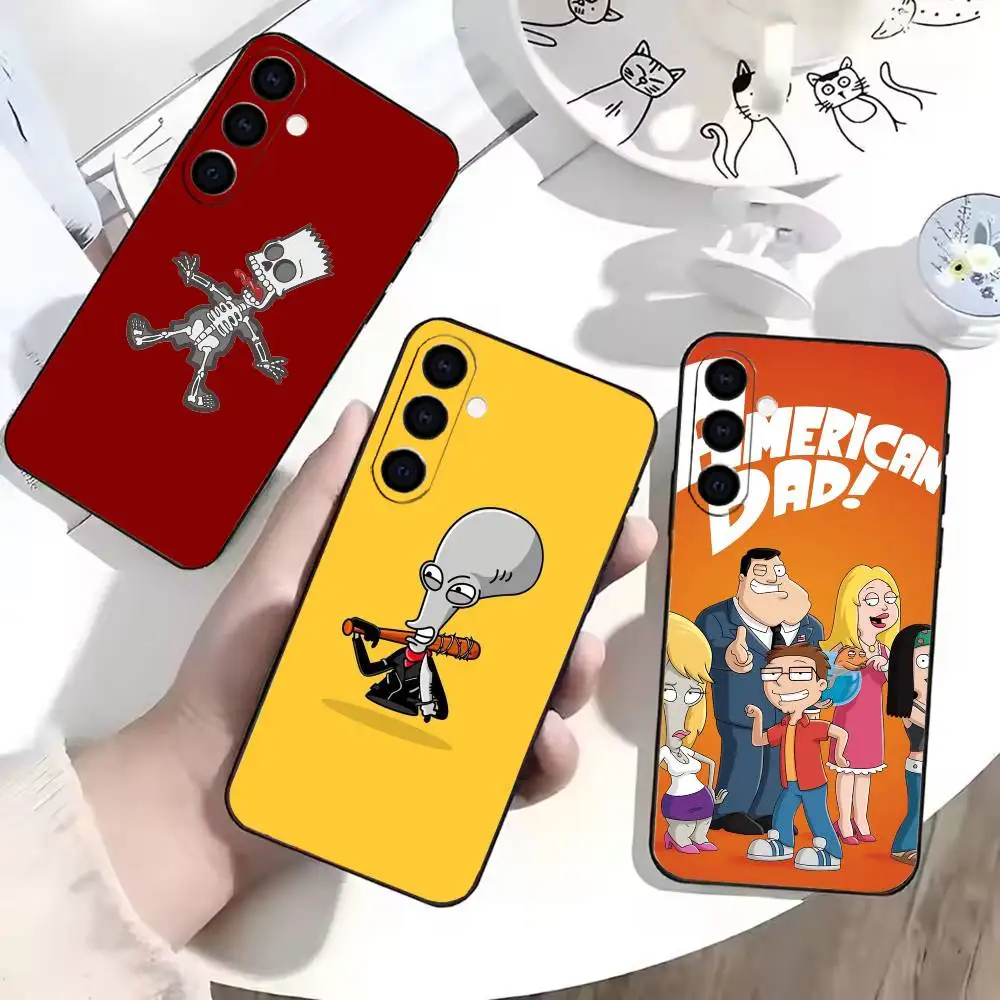Cartoon A-American Dad  Phone Case Black Silicone Soft For Samsung Galaxy A73,A72,A71,A70,A53,A52,A51