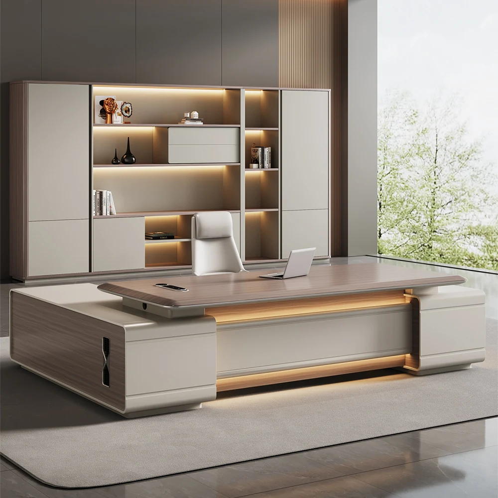 Luxury Modern Wooden Convertible Modular Boss Desk Workstation Table For CEO Office Furniture