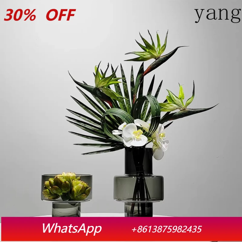 

LTT light luxury ornament simulation flower art modern simple living room glass flower ware fake flower ornament