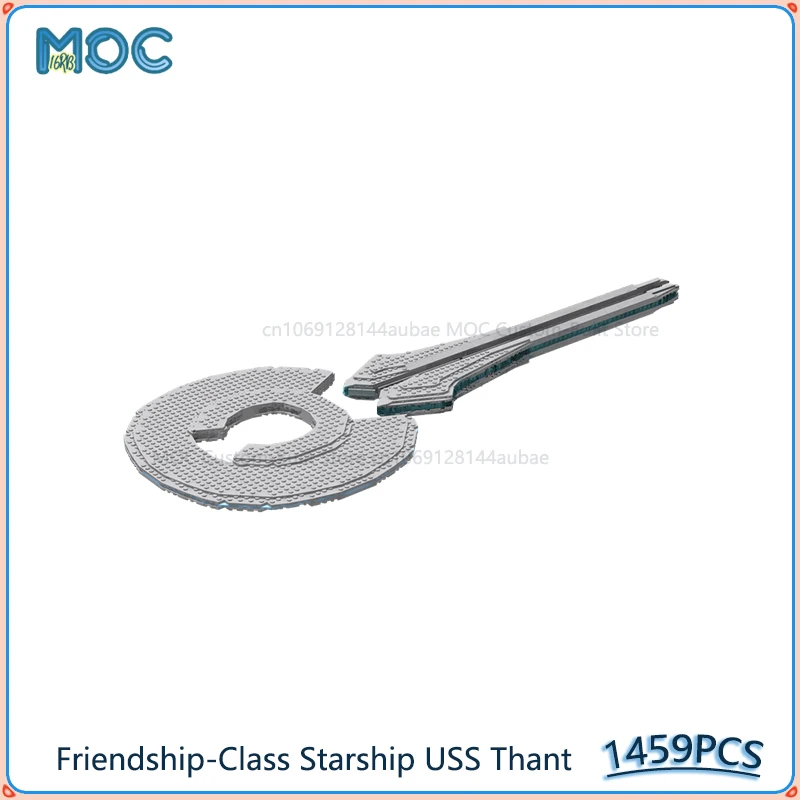 Klocki konstrukcyjne Friendship-Class Starship USS Thant Mo'del MOC DIY, do samodzielnego montażu, kolekcja kosmiczna, zabawki ekspozycyjne, prezenty, 1459 elementów