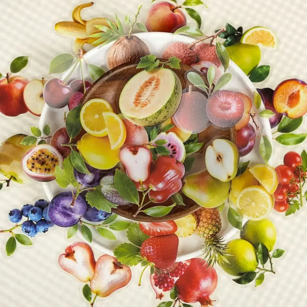 Clear PET Realism Fruit Sticker 56 Sheets, Variety Fruit Illustrations Stickers for Notebook Craft Projects Anime Worlds Store