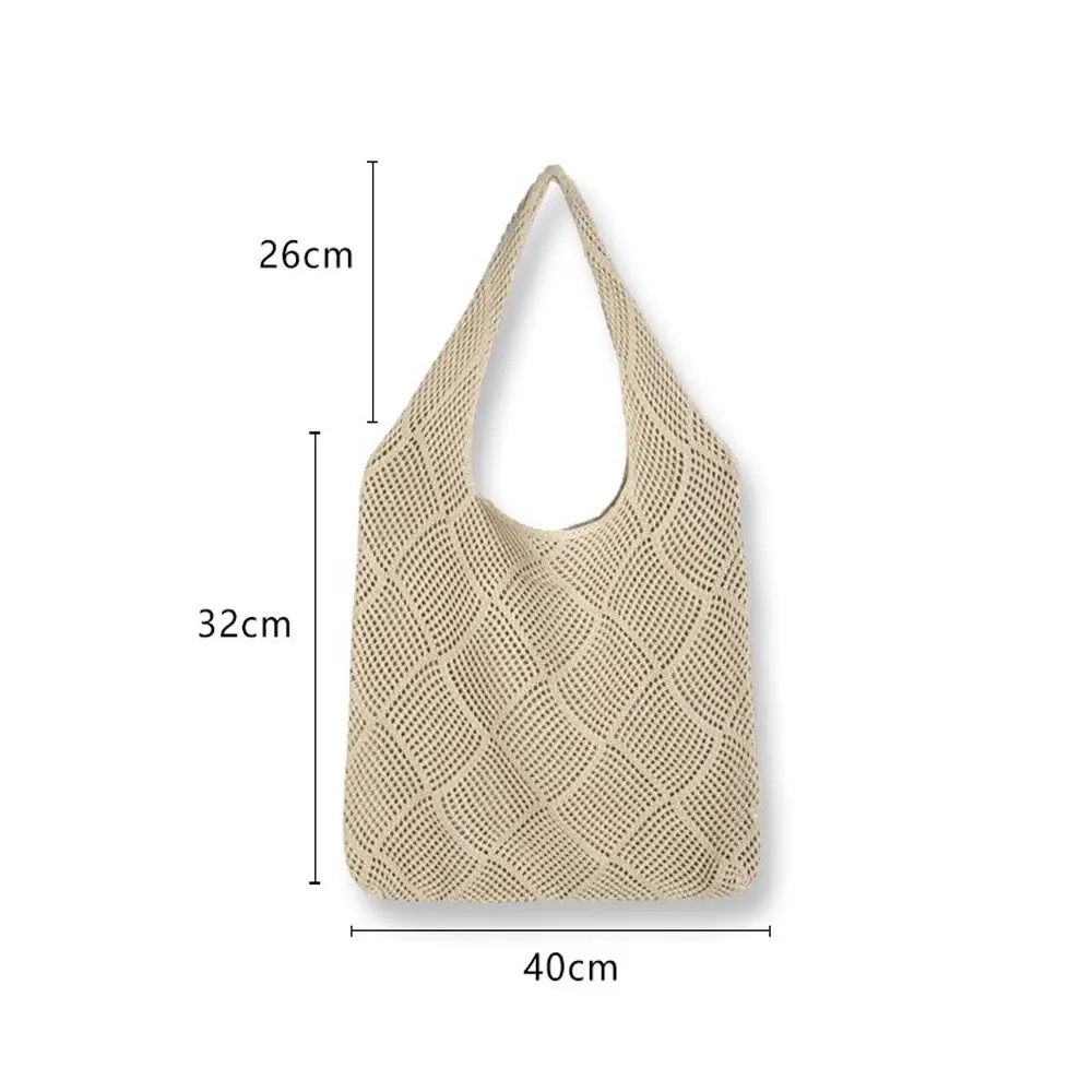 Fashion Women Hollow Woven Shoulder Bags Large Capacity Shoulder Bags Crochet Bag Knitting Handbags Eco Female Shopping Tote