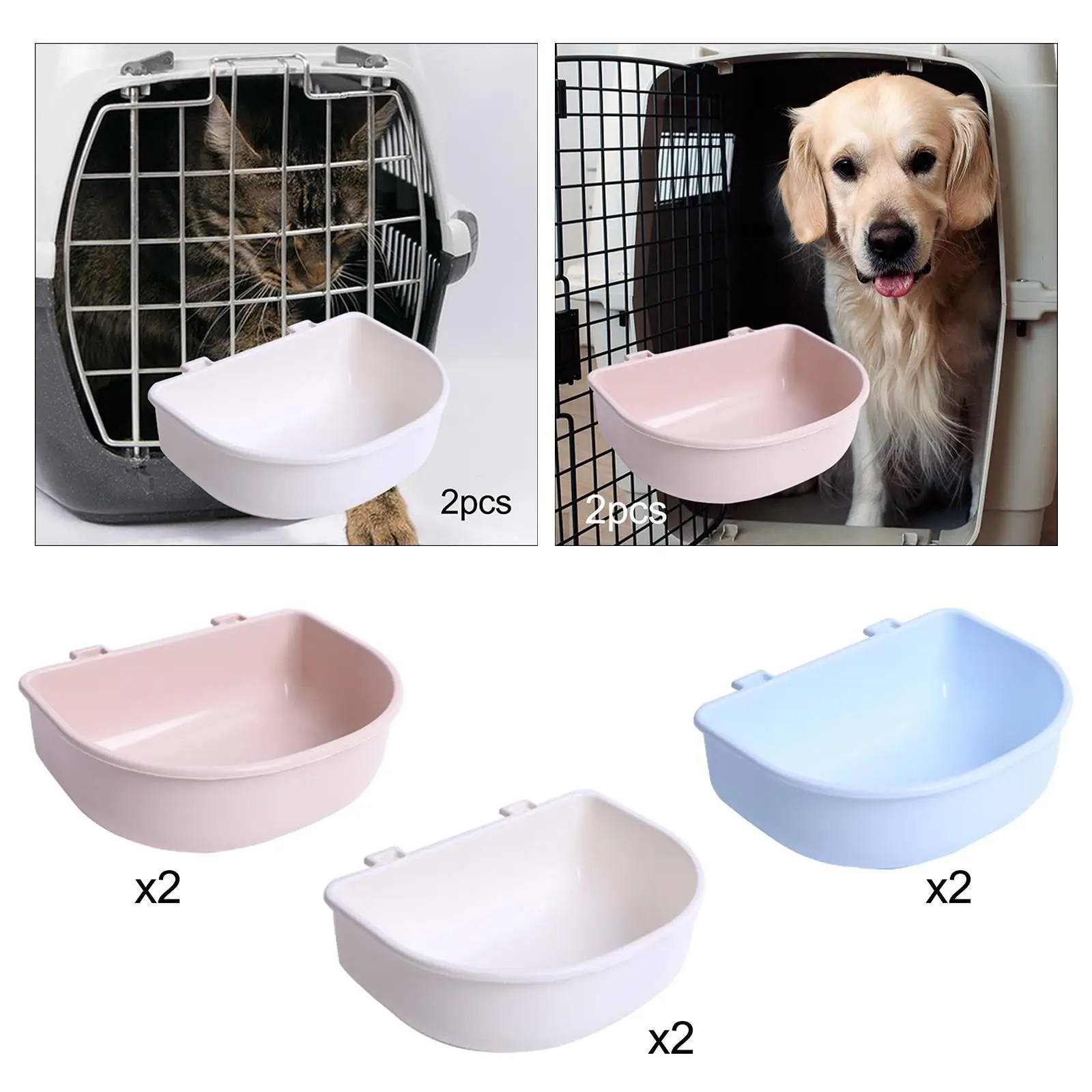 2 Pack Dog Crate Water Bowls for Cages Or Carriers Suitable for Small Pets