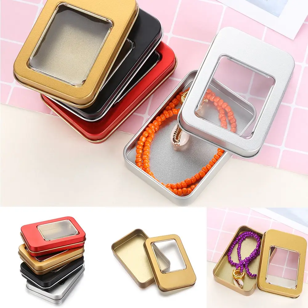 Rectangular Earrings Coin Candy Metal Tin Can Box Storage Boxes Jewelry Dampproof Containers