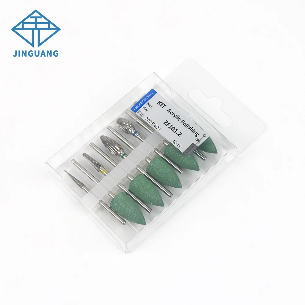 Dental Lab Acrylic Polishing Kit with Tungsten Steel Burs and Silicone Rubber Polishers for Denture Grinding and Polishing