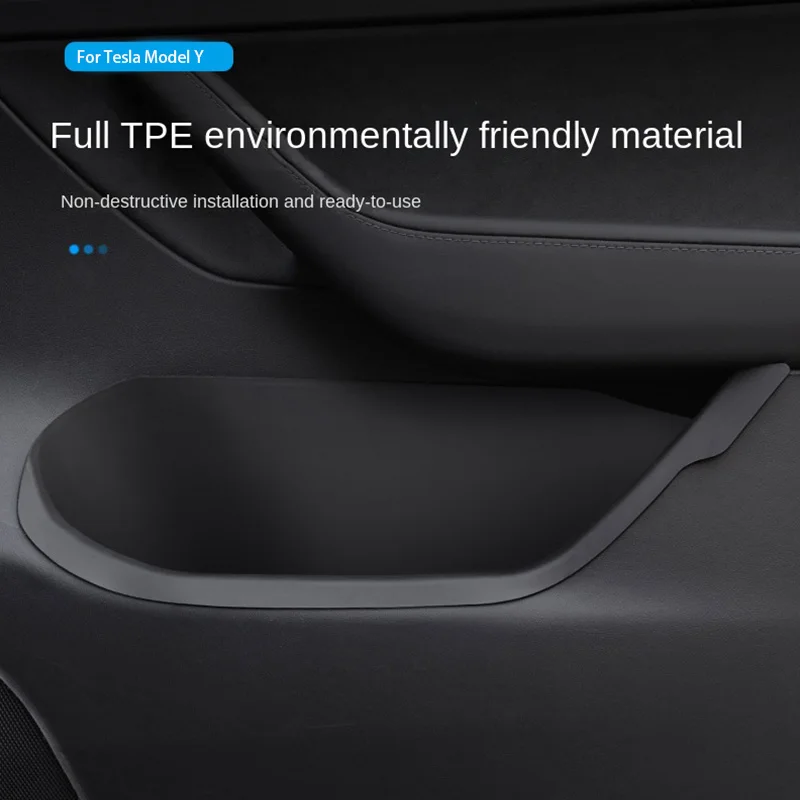 For Tesla Model Y Door Side Water Proof Storage Box Handle Pocket Car Armrest Accessories TPE Car Front Door Rear Door