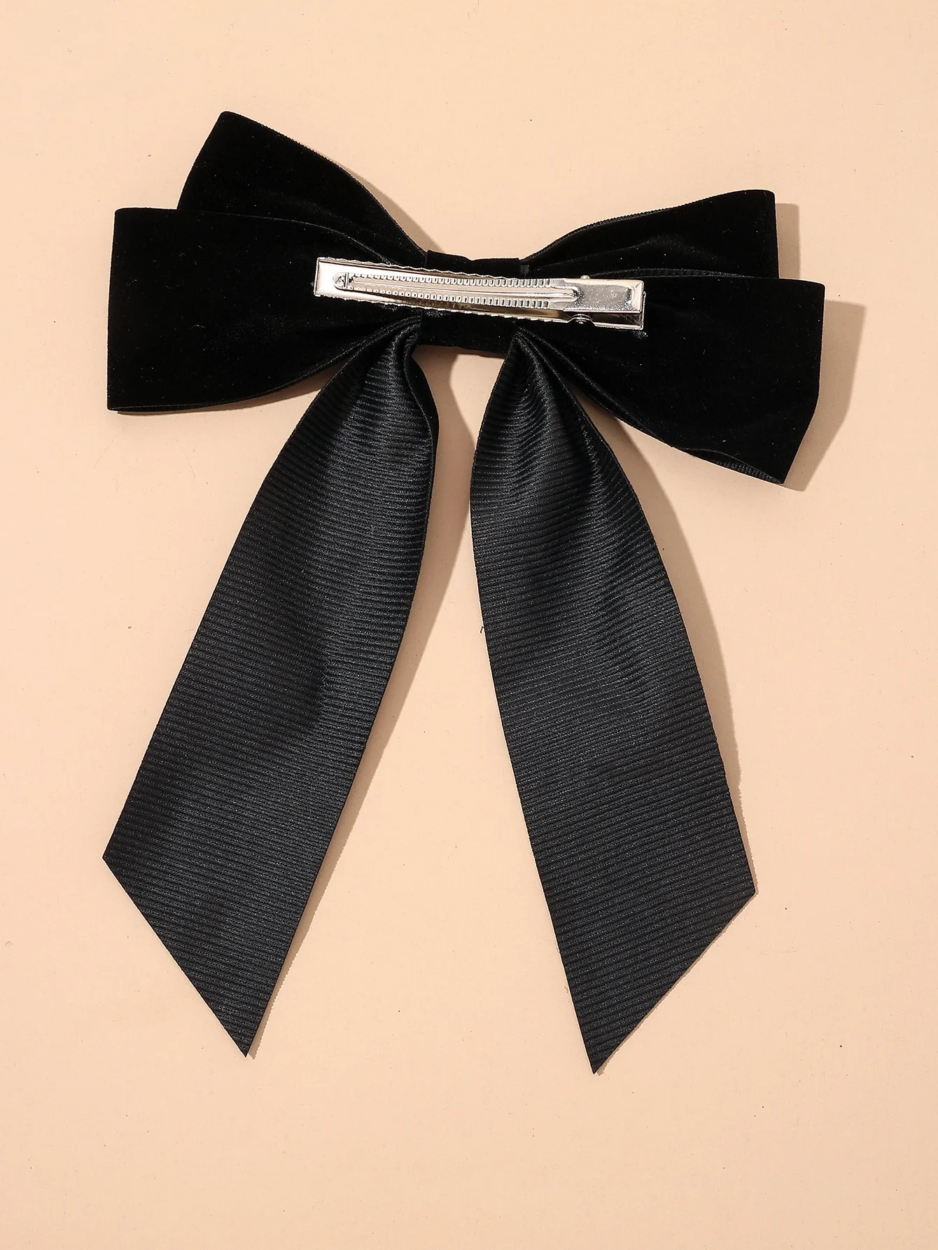 1 Pcs Black Large Bow Hair Clips with Long Ribbons, Retro and Versatile Clips Suitable for Women Girls Thin Thick Curly Hair