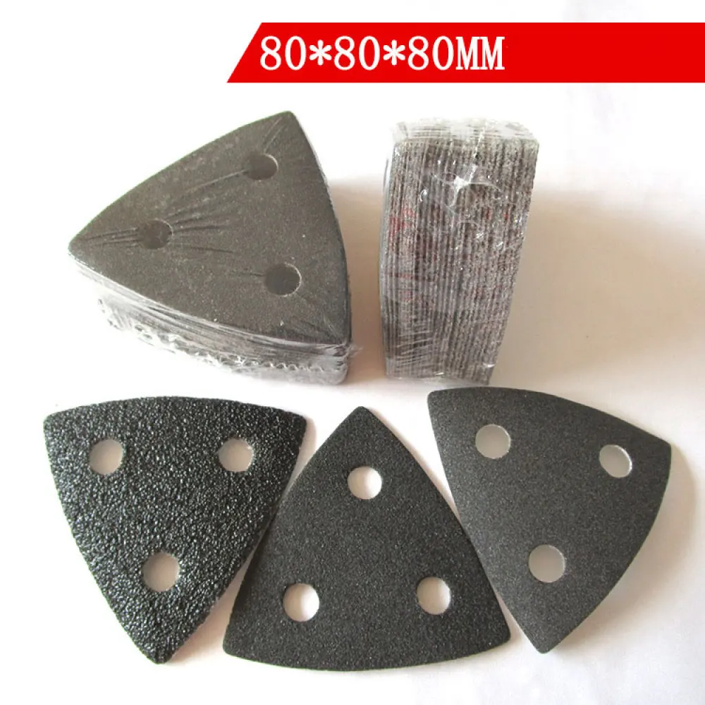 26pcs 80mm 3 Holes Mouse Triangle Sanding Sheets 40/80/120 Grit Hook Loop Palm Sandpaper Pads Woodworking Polishing Tools