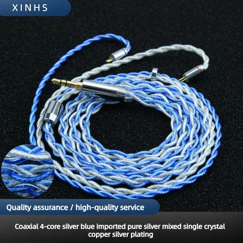 

XINHS 4-Core Coaxial Imported Pure Silver Mixed Single Crystal Copper Plated Silver Earphone Upgrade Cable Suitable for IEM